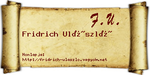 Fridrich Ulászló névjegykártya